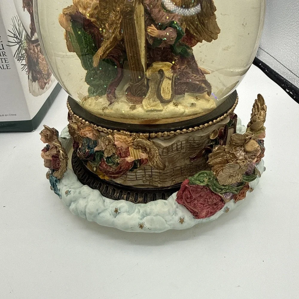 Kirkland Christmas Musical Waterglobe Revolving Base Snow Globe Hark Angel Works